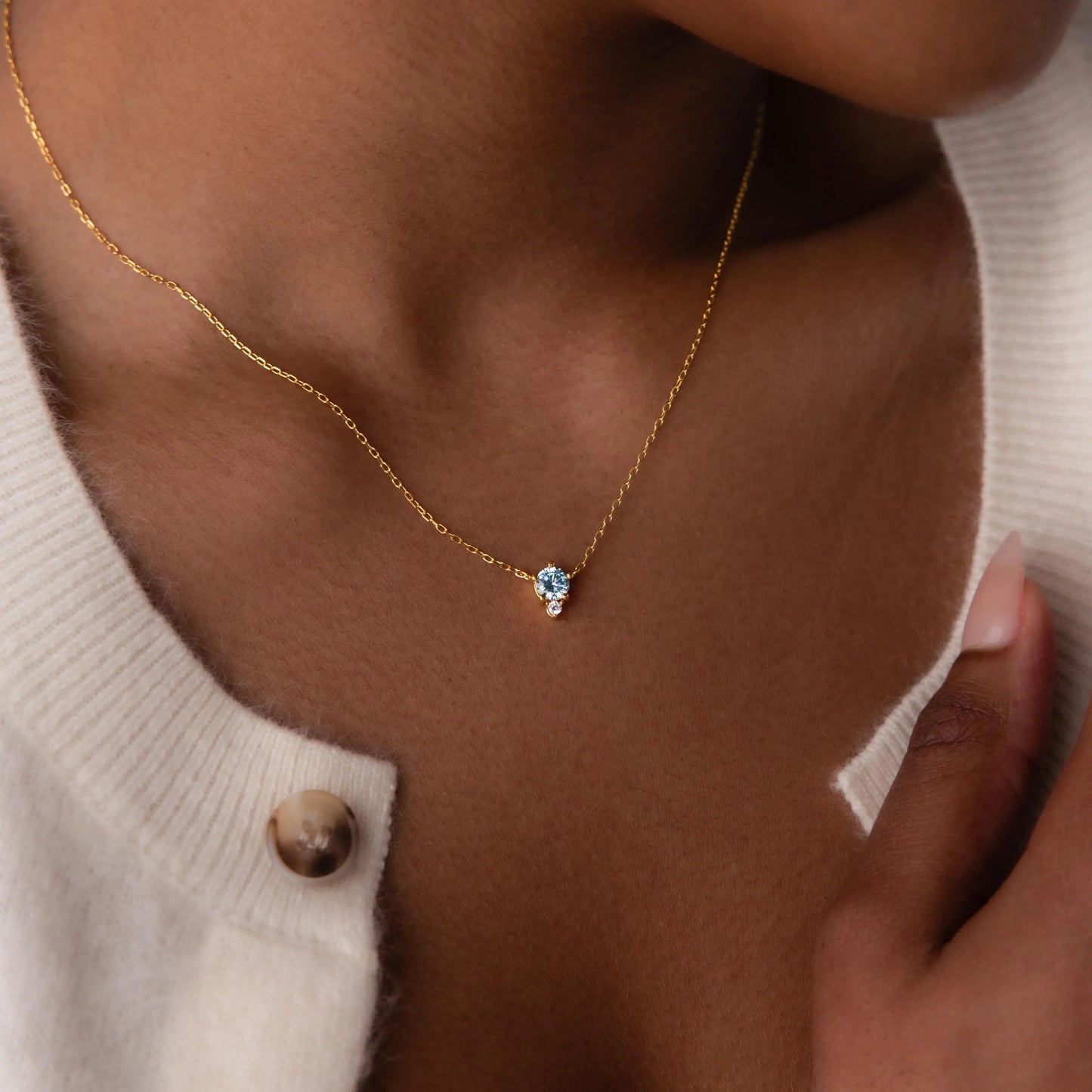 Aurora Birthstone Drop Necklace