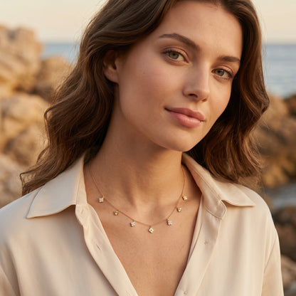 Amelia Crystal Flower Gold Necklace - Joie d’Or