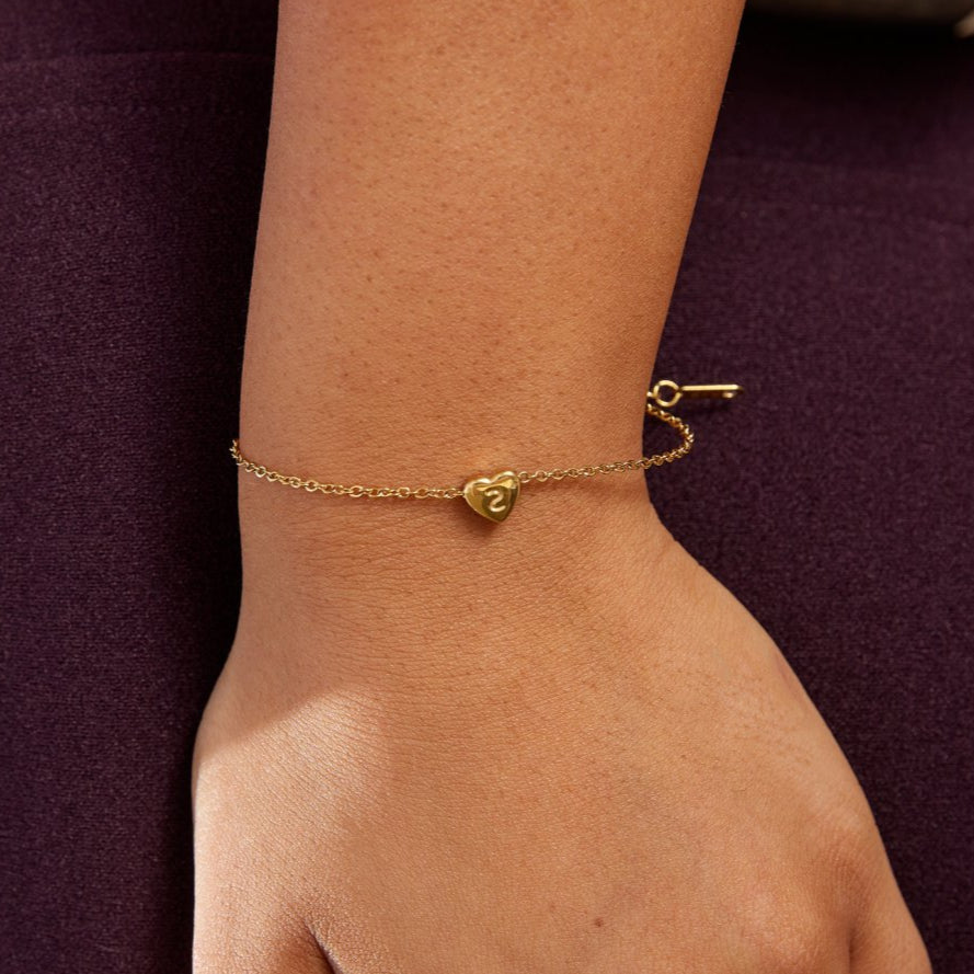 Heart Initial Gold Bracelet