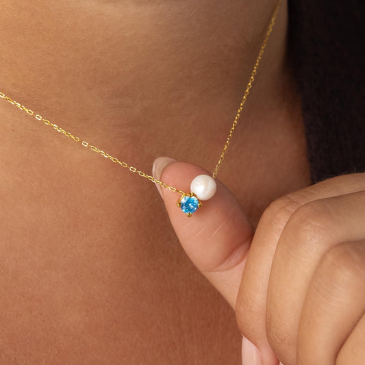 Lola Pearl & Birthstone Necklace