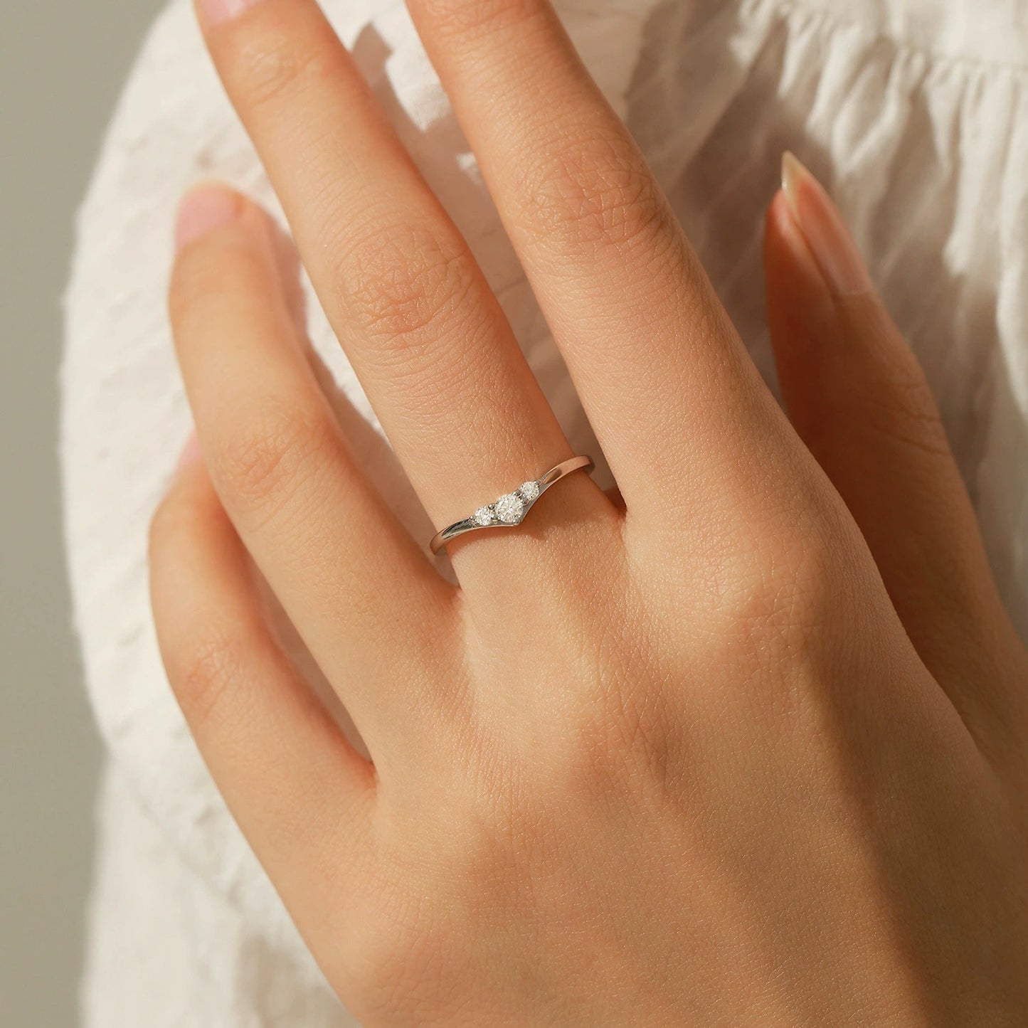 Ariana Triple Diamond Silver Ring