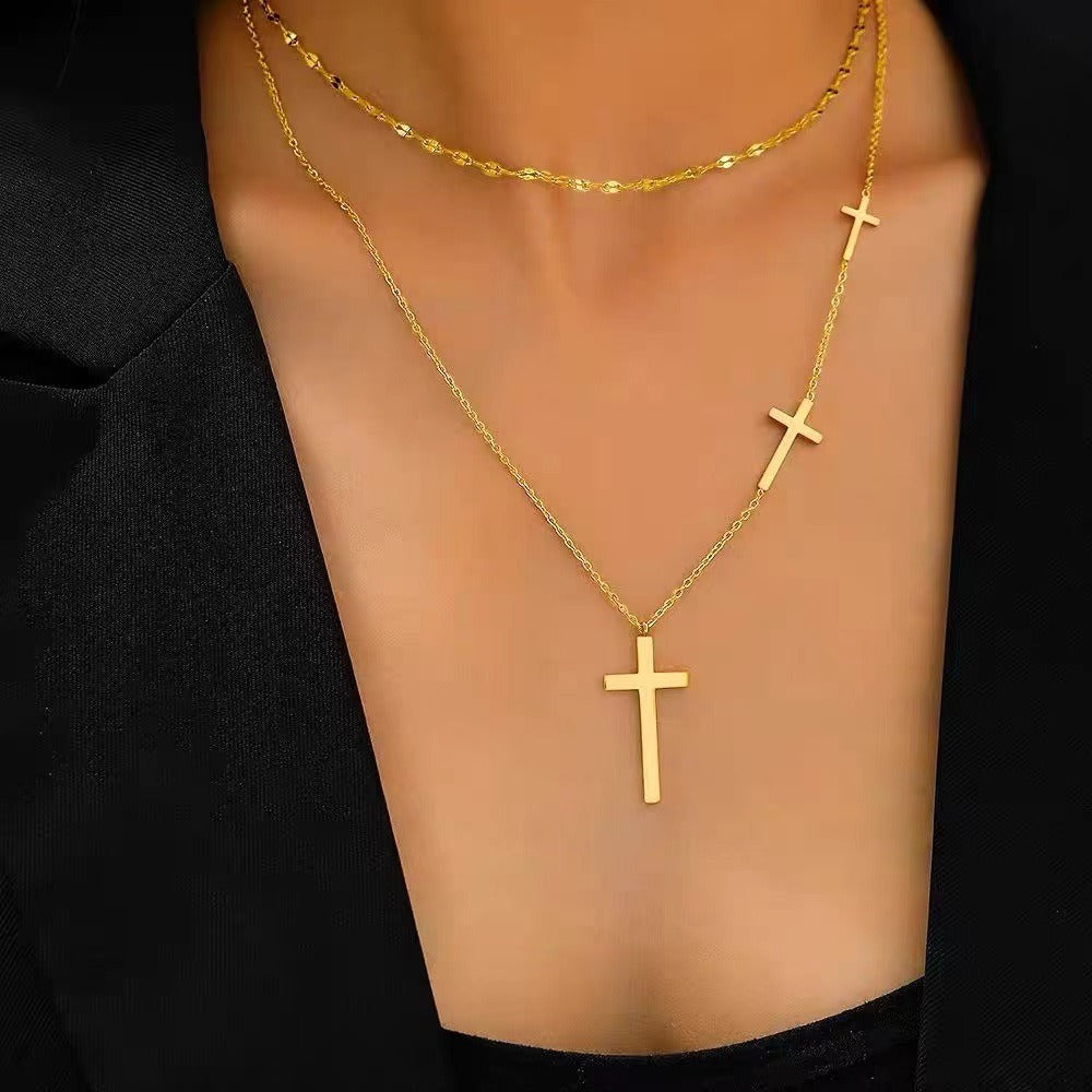 Divina Cross Layer Necklace