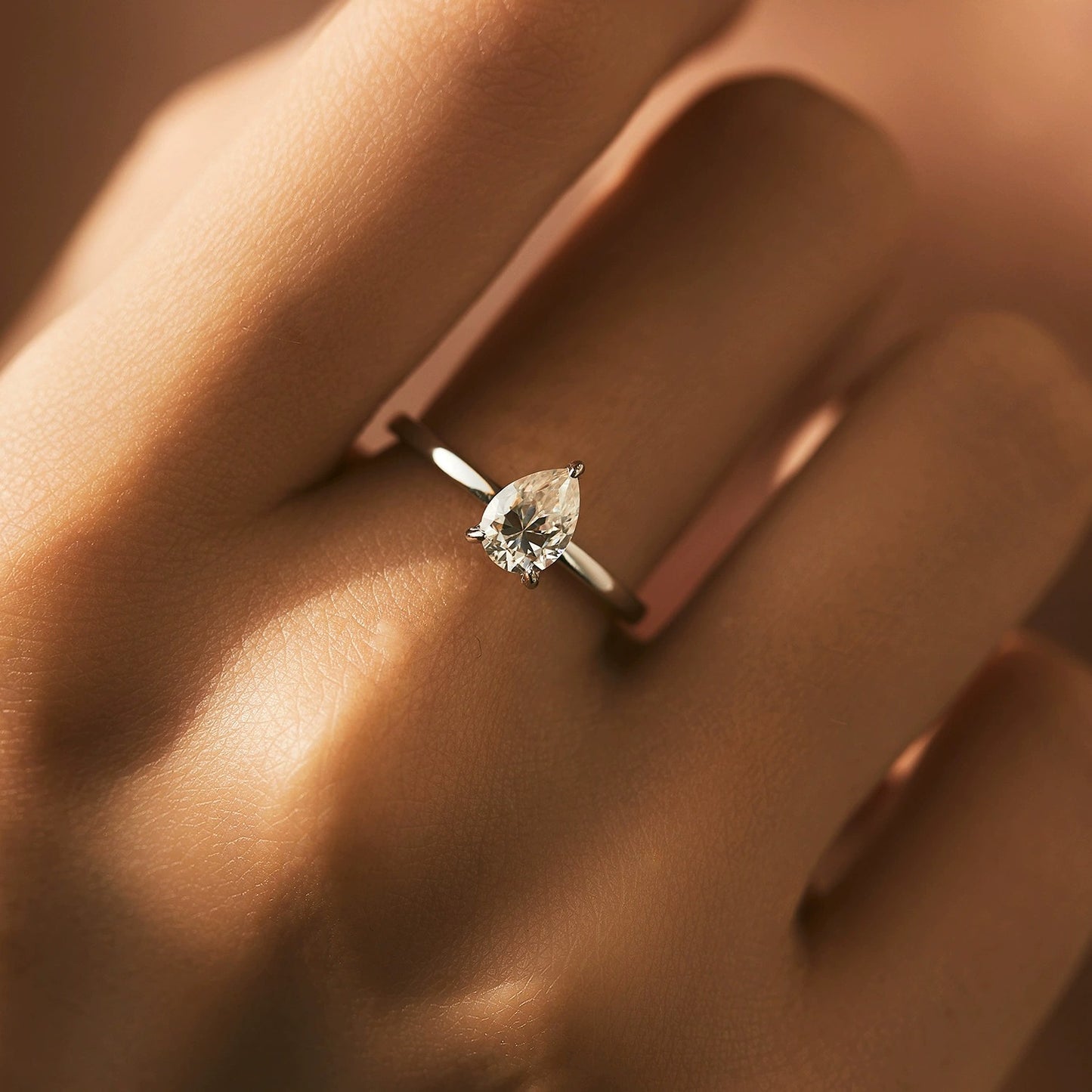 Eva Crystal Drop Silver Ring