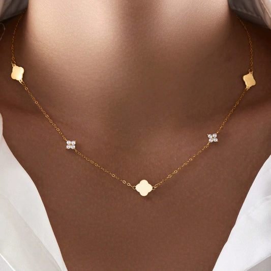 Inès Clover & Crystal Necklace