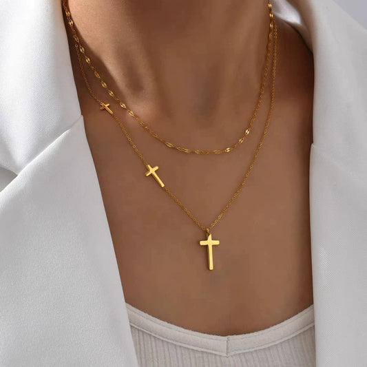 Divina Cross Layer Necklace