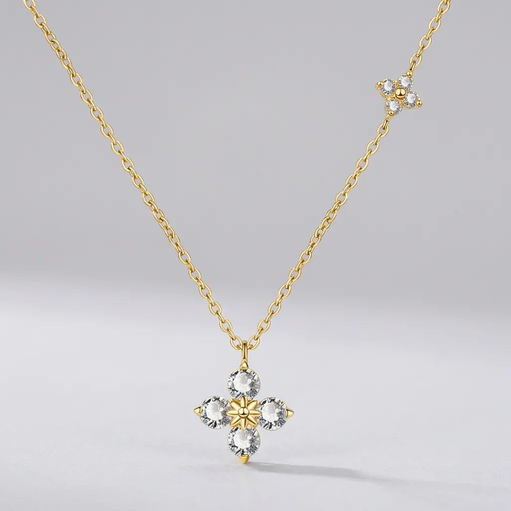 Mia Double Clover Crystal Necklace - Joie d’Or