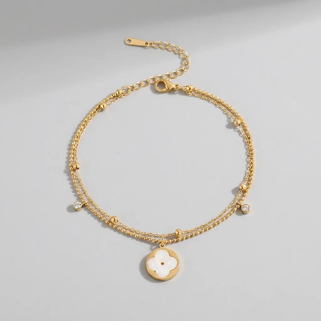 Isabella Clover Charm Anklet - Joie d’Or