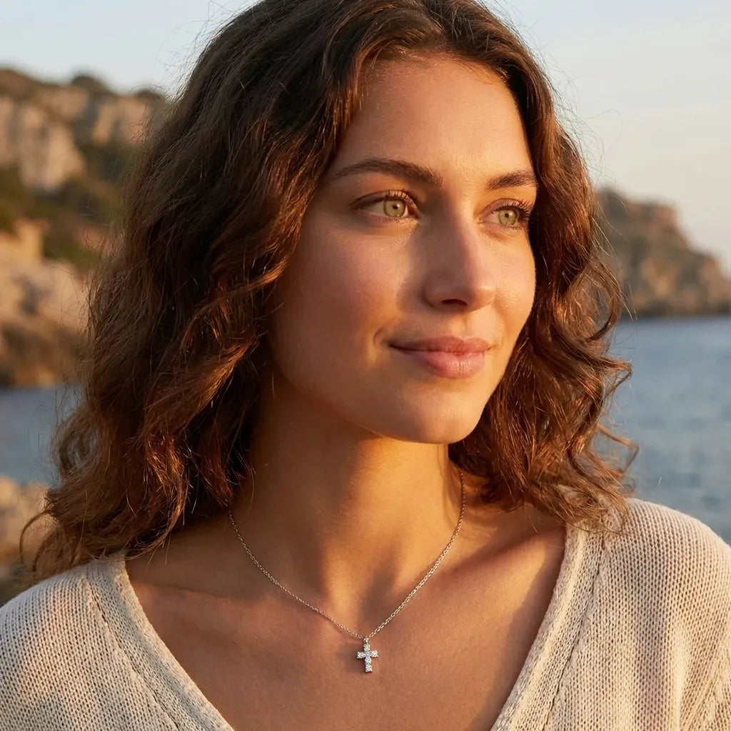 Chloé Crystal Cross Pendant - Joie d’Or