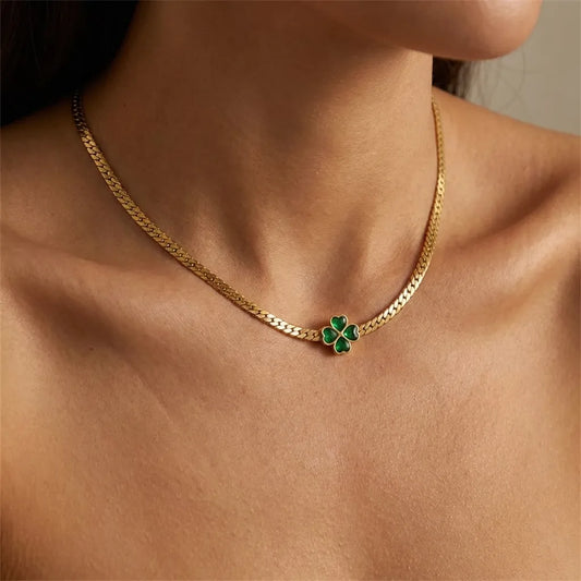 Emerald Clover Necklace - Joie d’Or
