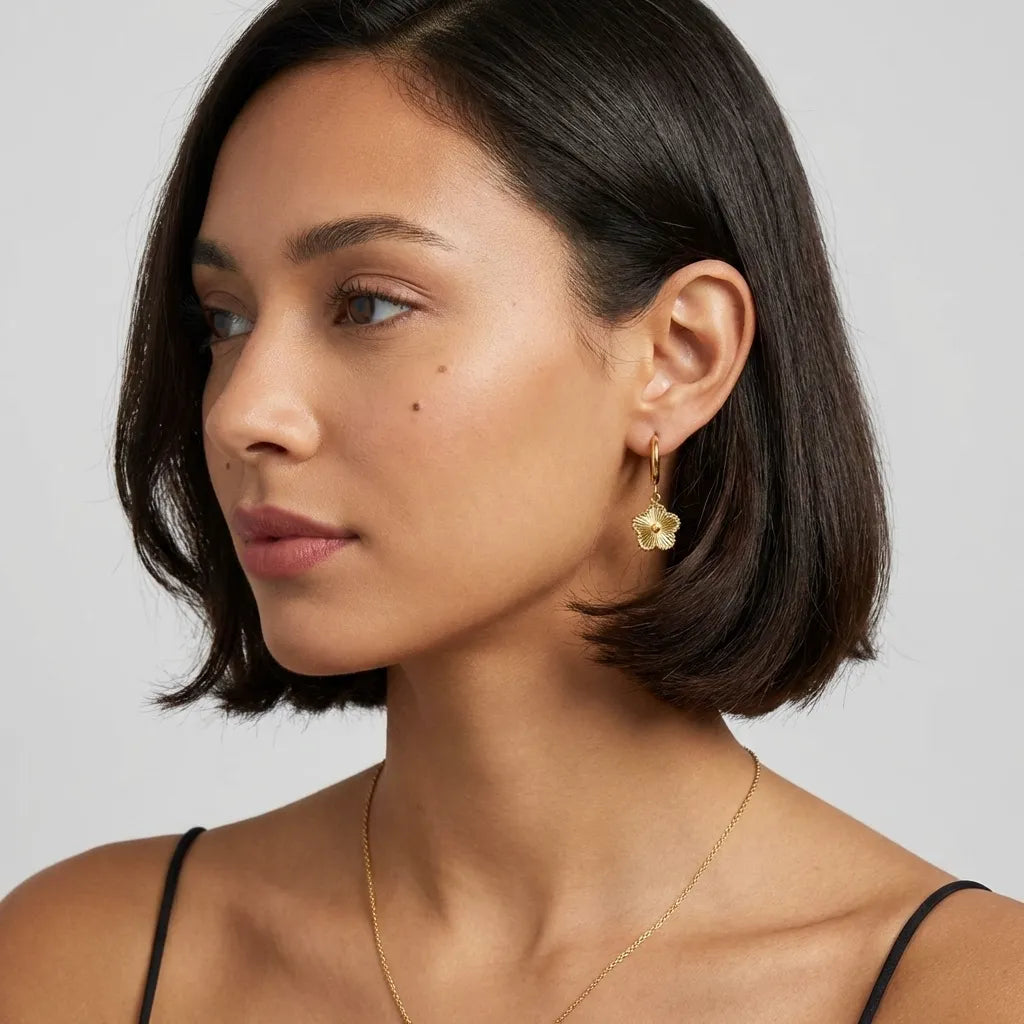 Rowena Flower Hoop Earrings - Joie d’Or