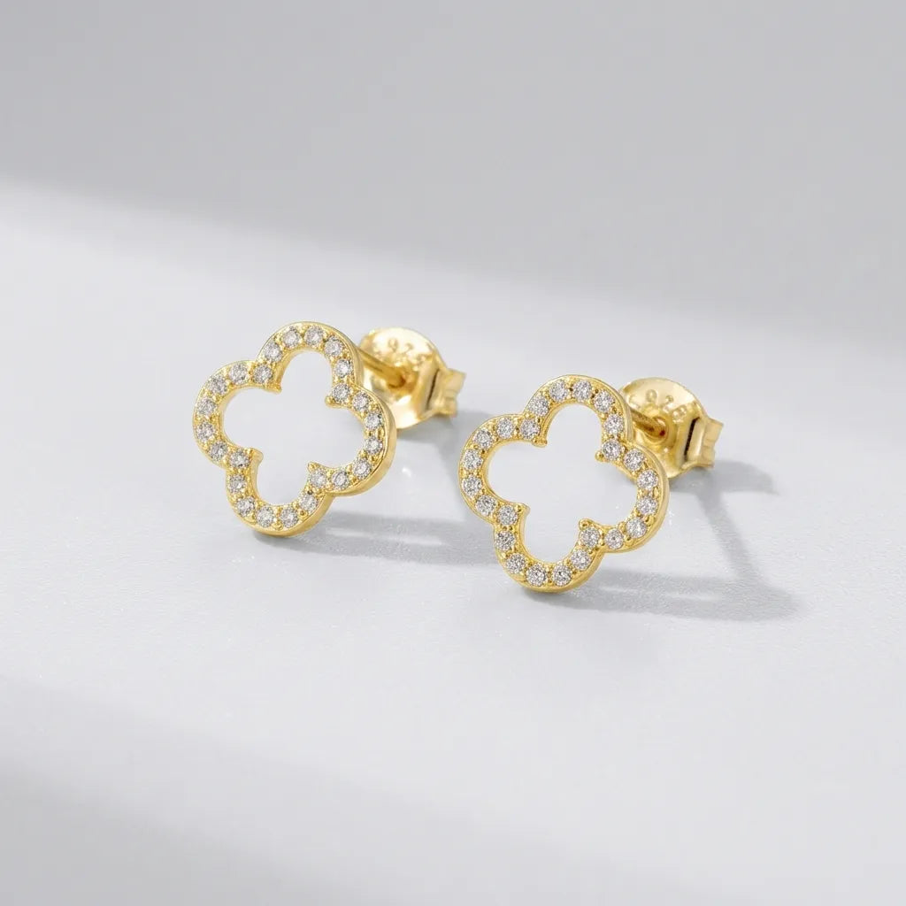 Aurélie Crystal Clover Earrings - Joie d’Or
