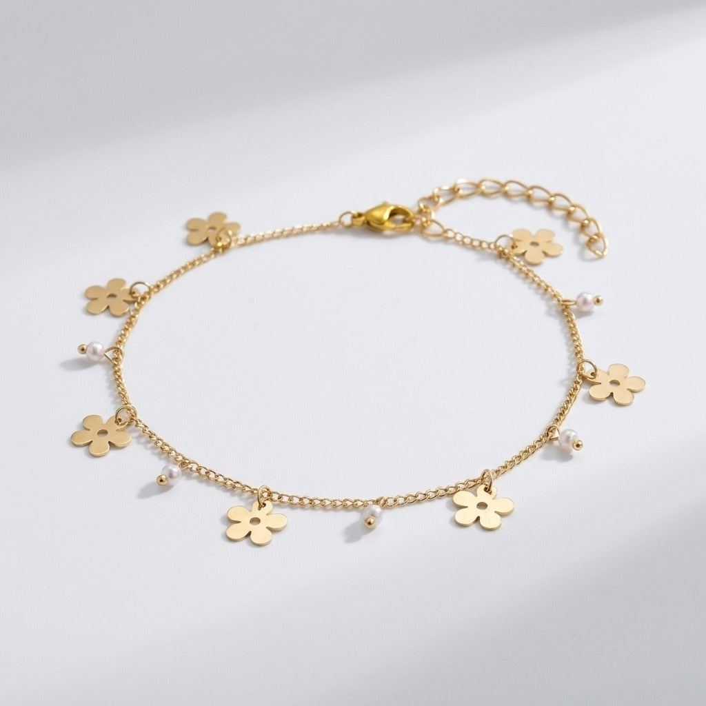 Emma Flower Gold Anklet - Joie d’Or