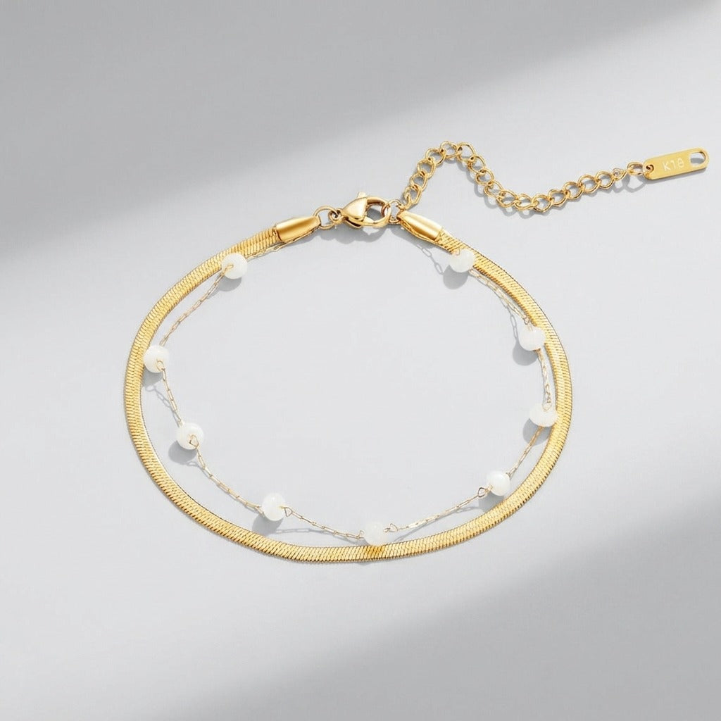 Gia Layered Gold Anklet - Joie d’Or