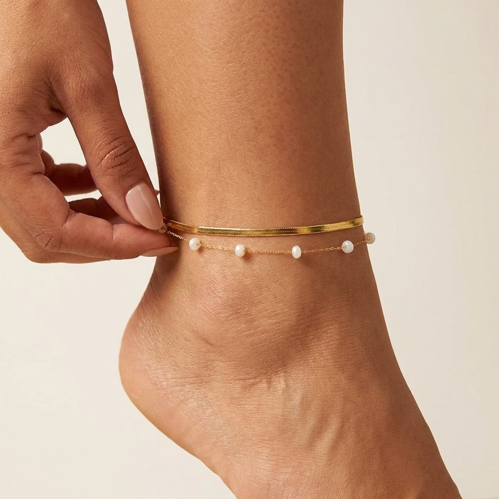 Gia Layered Gold Anklet - Joie d’Or