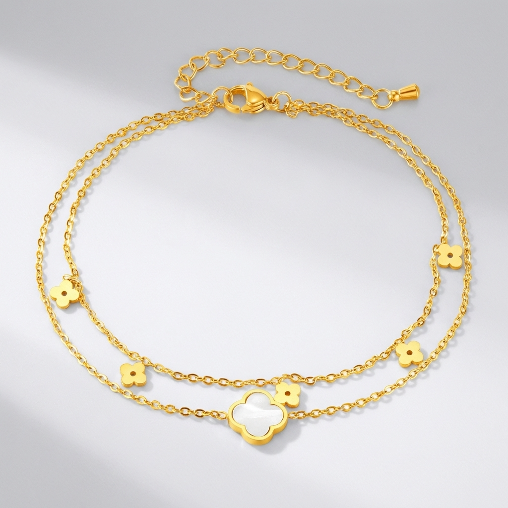 Léa Gold Clover Anklet - Joie d’Or
