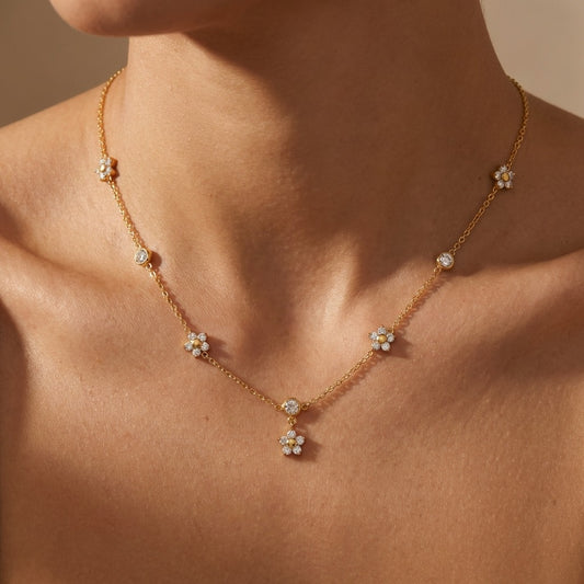 Mia Flower Crystal Necklace - Joie d’Or