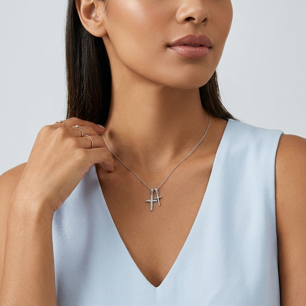 Camille Double Cross Necklace - Joie d’Or