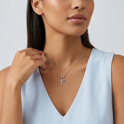 Camille Double Cross Necklace - Joie d’Or