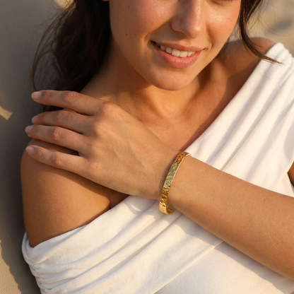 Emma Hamered Gold Bangle - Joie d’Or