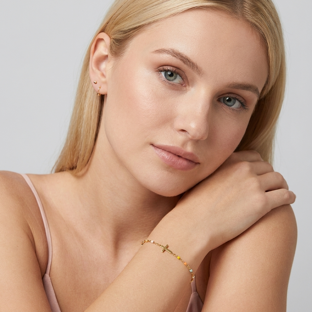 Amélie Cross Bead Bracelet - Joie d’Or