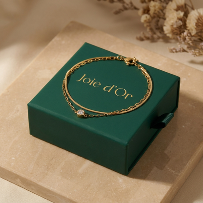 Amélie Crystal Double-Chain Bracelet - Joie d’Or