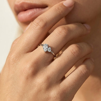Luna Dual Pear Silver Ring - Joie d’Or