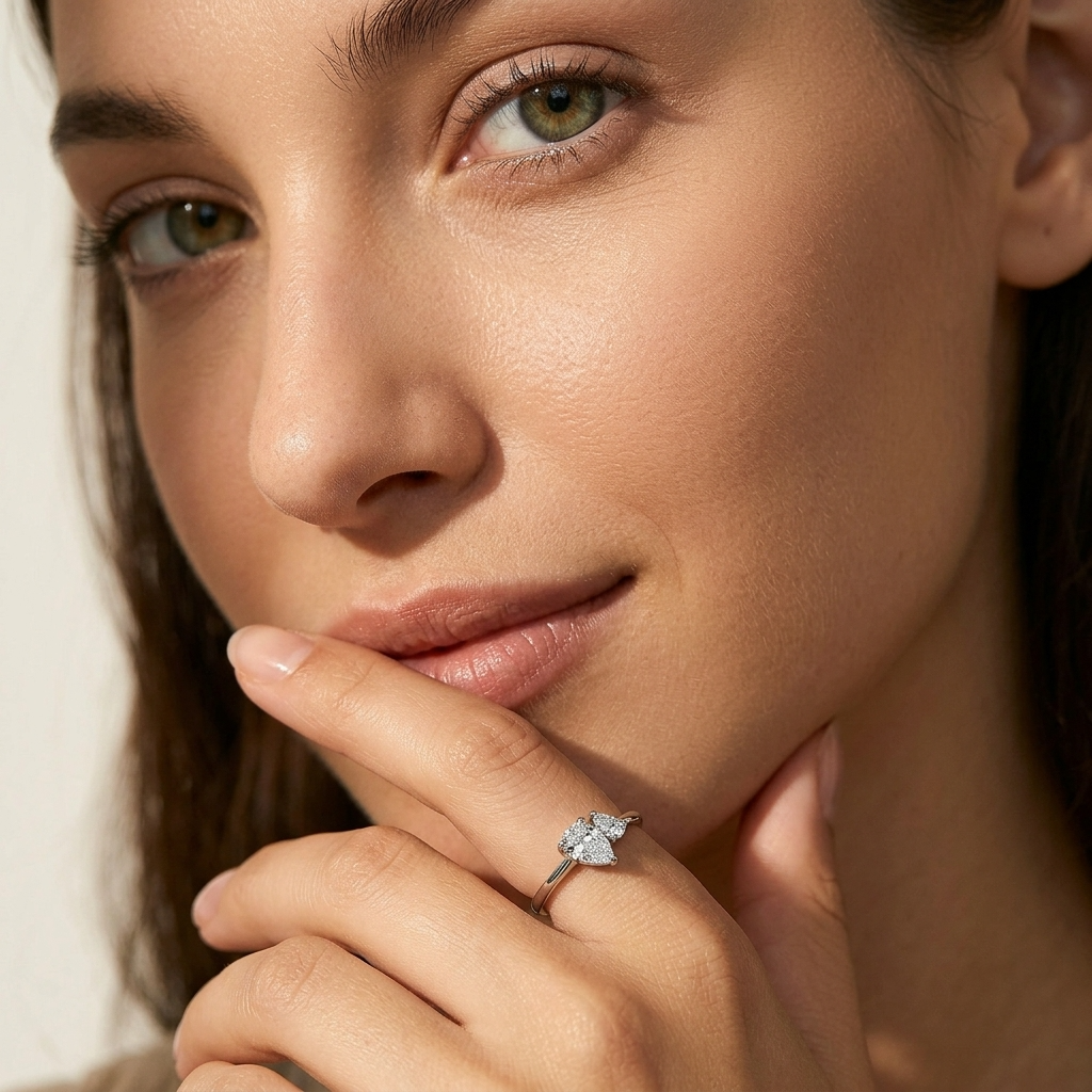 Luna Dual Pear Silver Ring - Joie d’Or