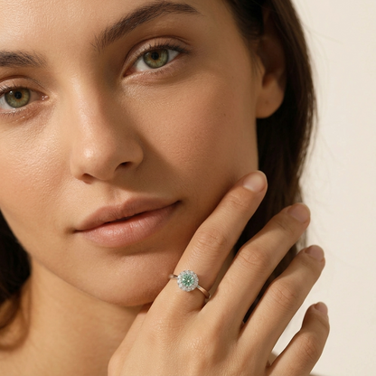 Ariana Crystal Blue Silver Ring - Joie d’Or