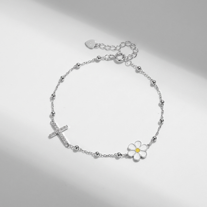 Elise Marguerite Croix Bracelet - Joie d’Or