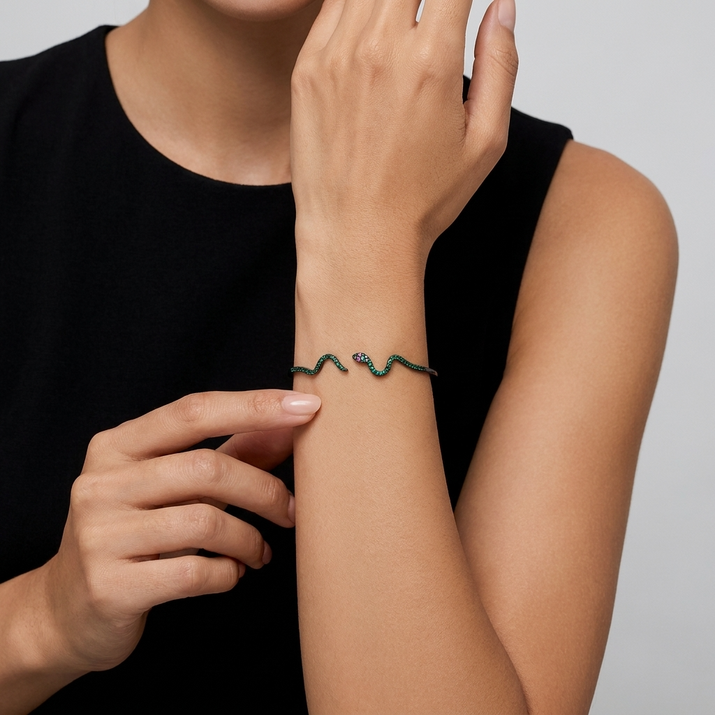 Liana Crystal Snake Bangle - Joie d’Or