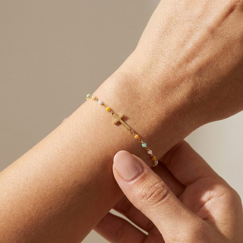Amélie Cross Bead Bracelet - Joie d’Or
