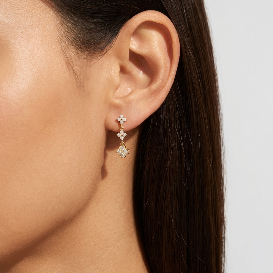 Aurélie Sparkle Cluster Earrings - Joie d’Or
