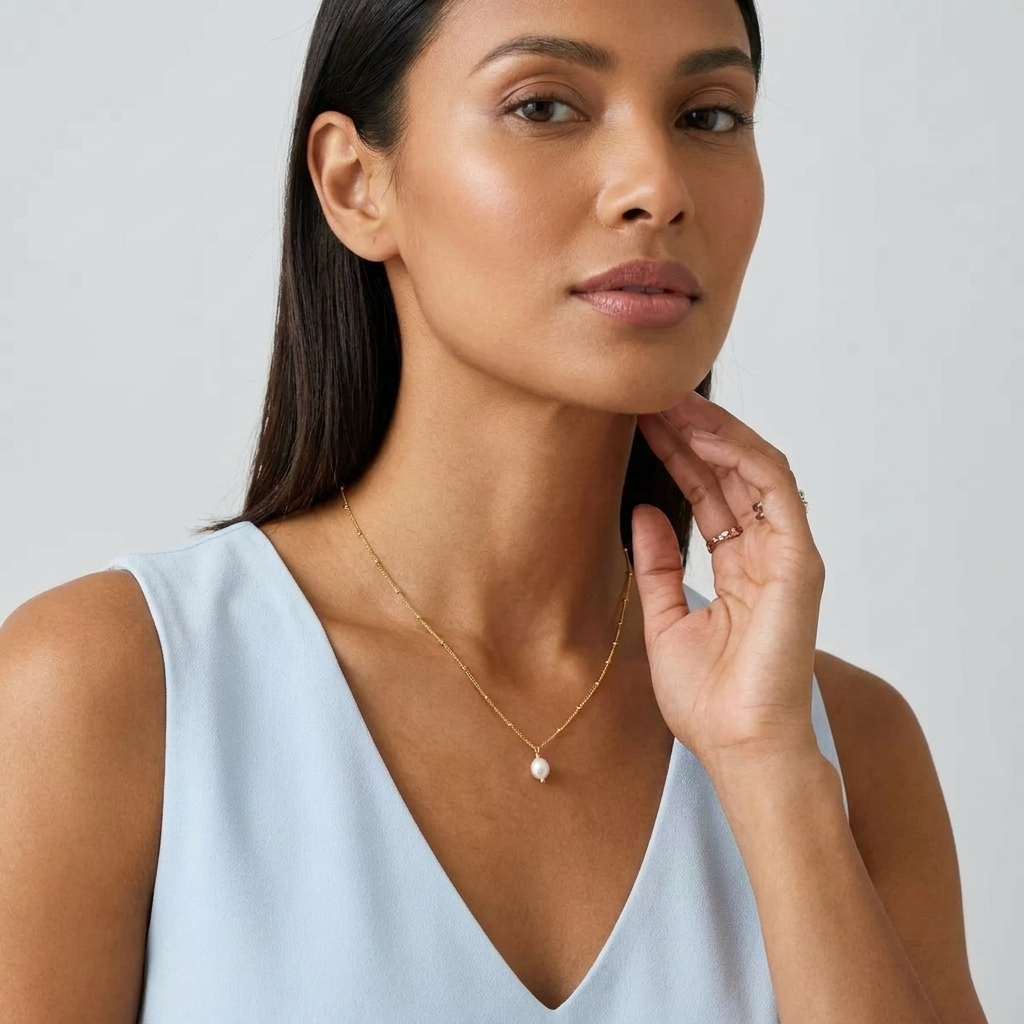 Léa Dainty Pearl Drop Necklace - Joie d’Or