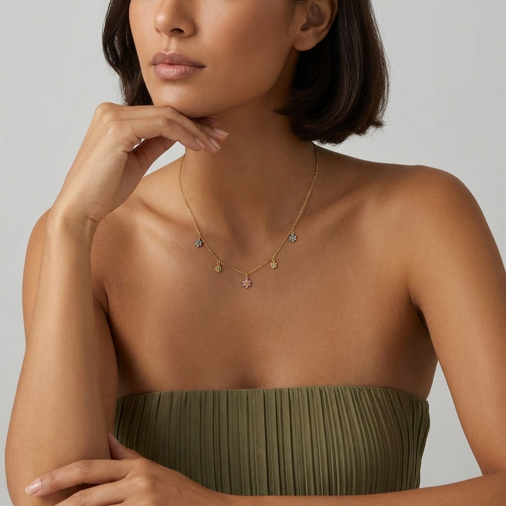 Sofia Blossom Charm Necklace - Joie d’Or