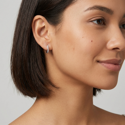 Olivia Pavé Silver Hoops - Joie d’Or