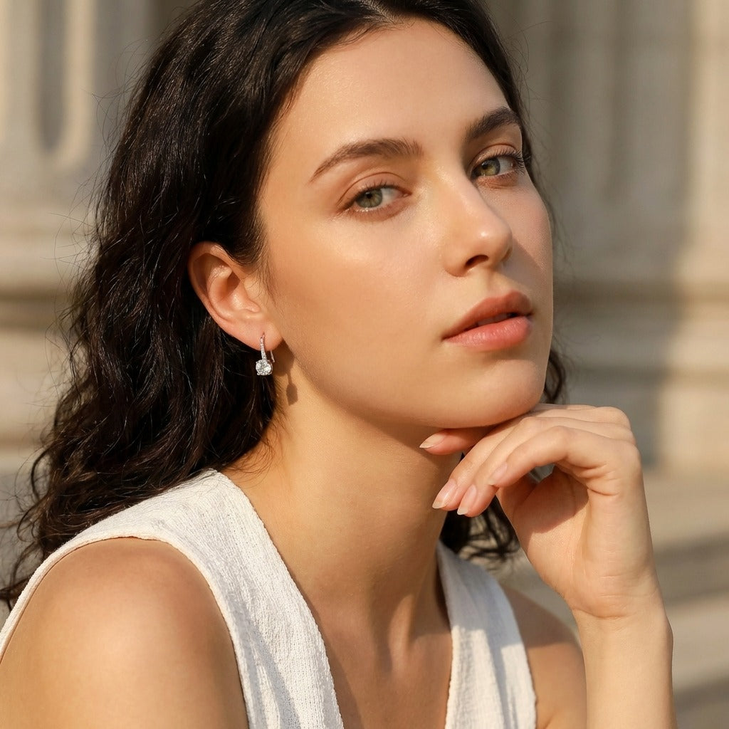 Luna Pavé Solitaire Earrings - Joie d’Or