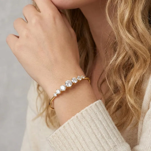 Aurélie Crystal Elegance Bangle - Joie d’Or