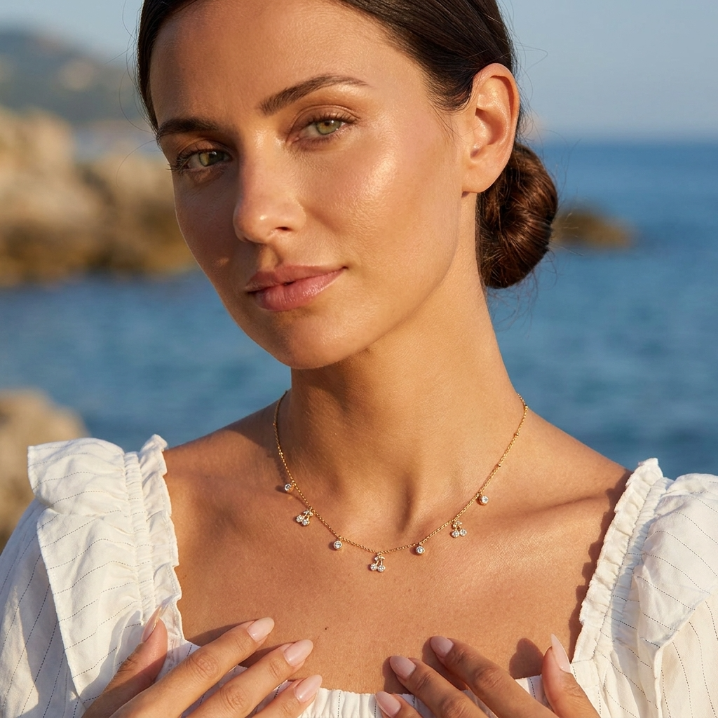 Cherry Cluster Charm Necklace - Joie d’Or