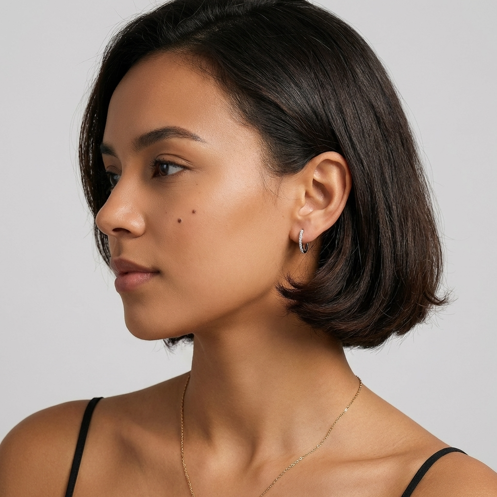 Emma Pavé Silver Hoops - Joie d’Or