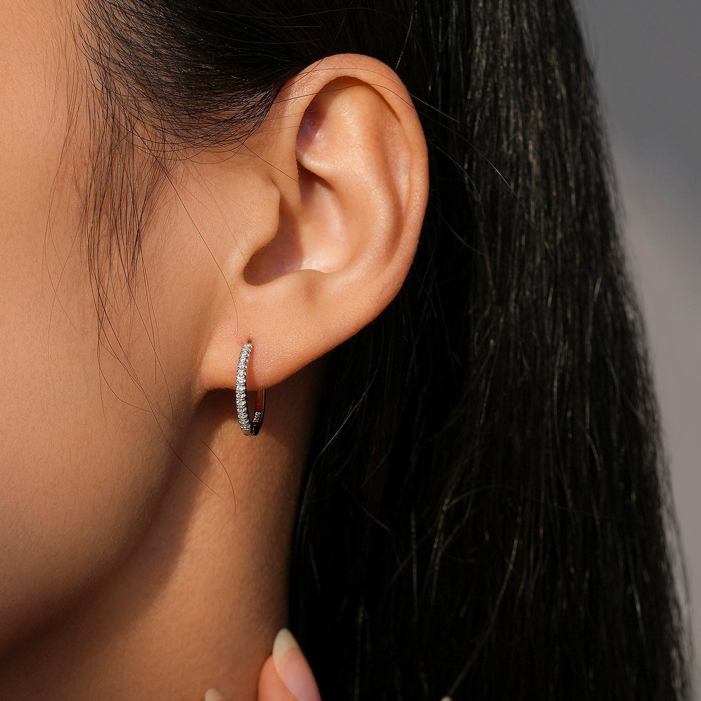 Emma Pavé Silver Hoops