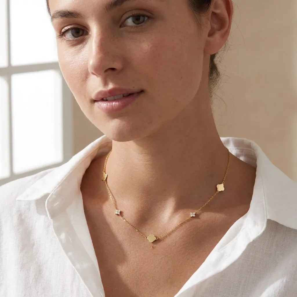 Inès Clover & Crystal Necklace - Joie d’Or
