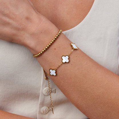 Cloe White Clover Bracelet